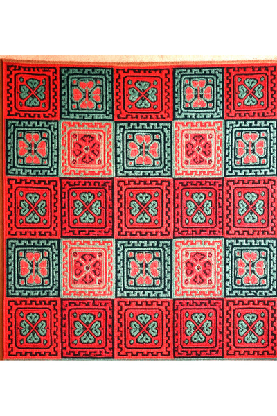 Algelsineve Çift Taraflı 3 Mekik Karo Desen Pamuklu Makine Dokuma Kilim