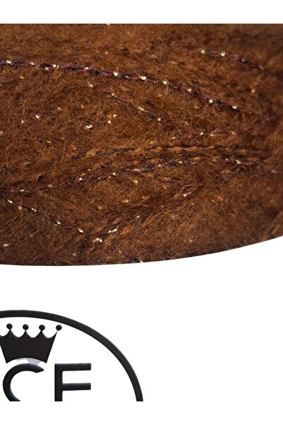 Ece Örgü Tasarım Atölyesi İki kat bronz kahve angora arasına, acı kahve viskon gold sim karışımı örgü ipi (500 gr.)