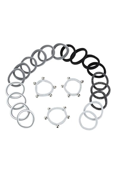 SHOPIENS Set de elastice de păr - 22 bucăți, multicolore, țesătură terry cu lurex argintiu