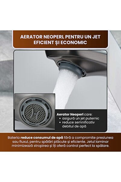 BiXXBi basin faucet, matte metallic gray finish, ceramic cartridge, 170 mm height