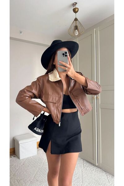 Sindimoda Leona Collar Plush Detail Jacket 2596