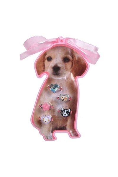 SHOPIENS Set de inele pentru copii, model multicolor, 5 piese, reglabile, cut...