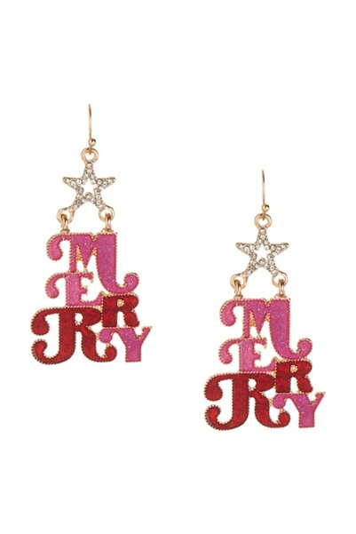 ANTBRO Cercei de Crăciun, model Crăciun Fericit, multicolori, 2 bucăți