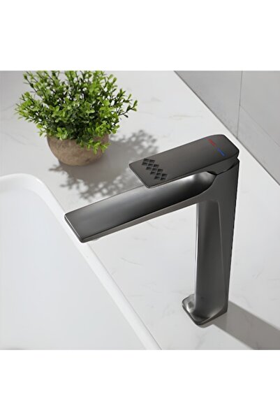 BiXXBi Bath X Tall Basin Faucet, Matte Grey, Deck-Mount, Single-Handle, Ceramic Cartridge