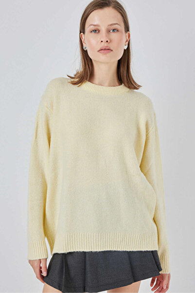 hazelin Women's Yellow Oversize Standard Size Knitwear Sweater Hzl25W-Bd1103221