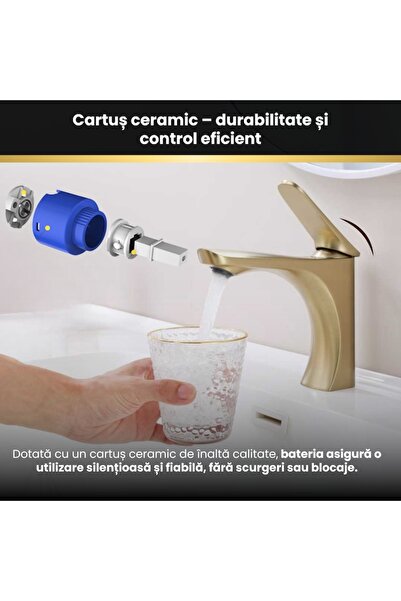 BiXXBi Matte Gold Basin Faucet, Anti-Fingerprint, Ceramic Cartridge, Neoperl Aerator -
