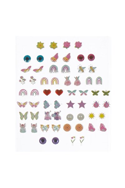 SHOPIENS Cercei autoadezivi pentru copii, 30 de perechi, modele cu zâne, multicolori