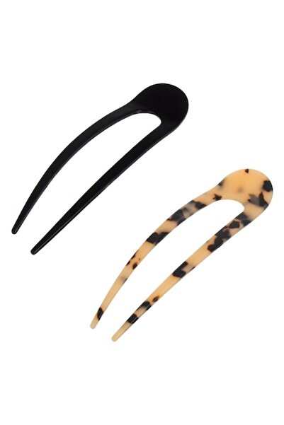 SHOPIENS MYONNA - Set agrafe (stil coc), negru și maro, 13 cm, 2 buc