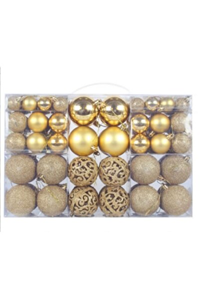 OEM Set cu 100 globuri aurii pentru bradul de Crăciun, diverse dimensiuni
