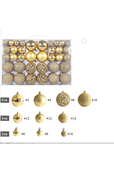 OEM Set cu 100 globuri aurii pentru bradul de Crăciun, diverse dimensiuni
