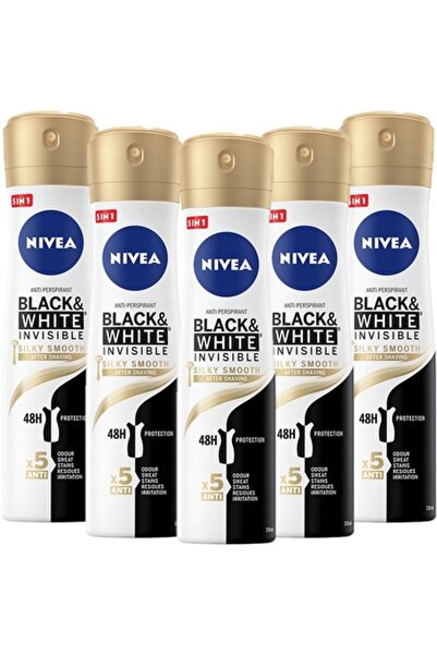 NIVEA Black & White Invisible Silky Smooth Antiperspirant Spray 5x150ml