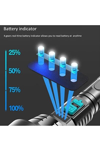 OEM P700 LED tactical flashlight with USB charging, 1000 lumens, 250 m range, 3 modes,