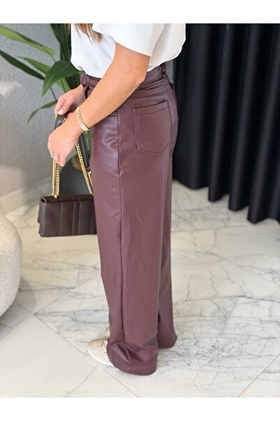 By Merve Darende Deri Palazzo Pantolon
