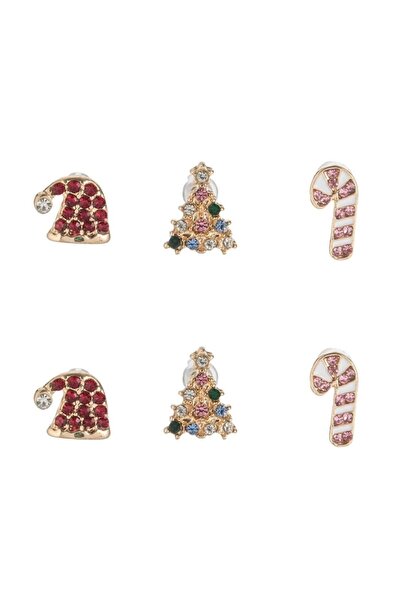 MYONNA IT & E- COMMERCE Stud Earrings Christmas Model Multicolor Set of 3 - MYONNA