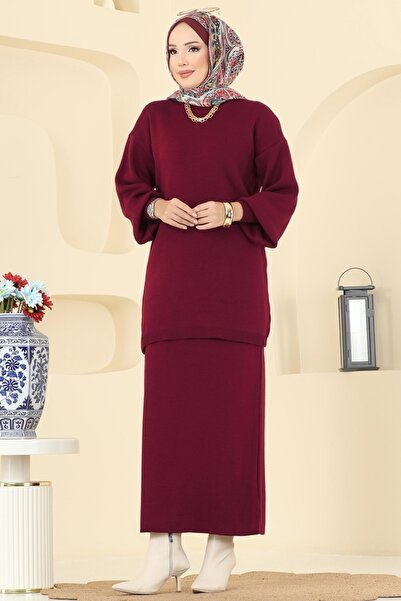 ModaMerve Etekli Triko Takım 2725AYD574-MS Bordo