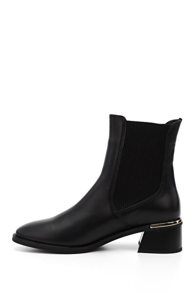 GÖNDERİ(R) Kadın / Kız Siyah Platinum Kalın Topuklu Hakiki Deri Chelsea Bot