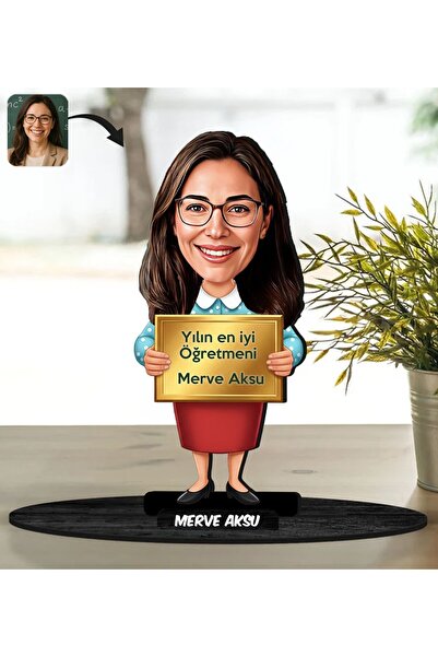 Bk Gift Kişiye Özel Kadın Öğretmen Tasarımlı Karikatür Biblo -19, Öğretmene H...