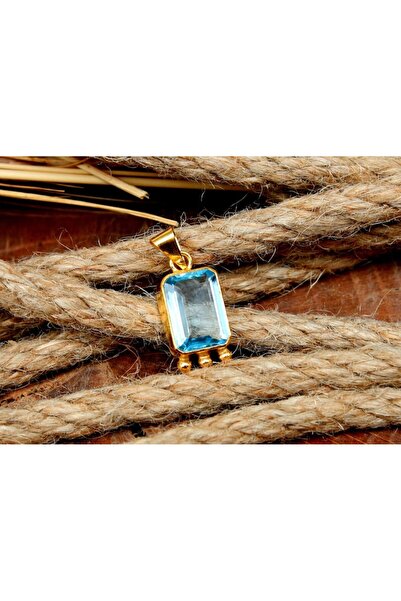 alpsilverart El Yapımı Otantik Mavi Topaz 925 Ayar Gümüş Kolye Zarif Kadın Takı