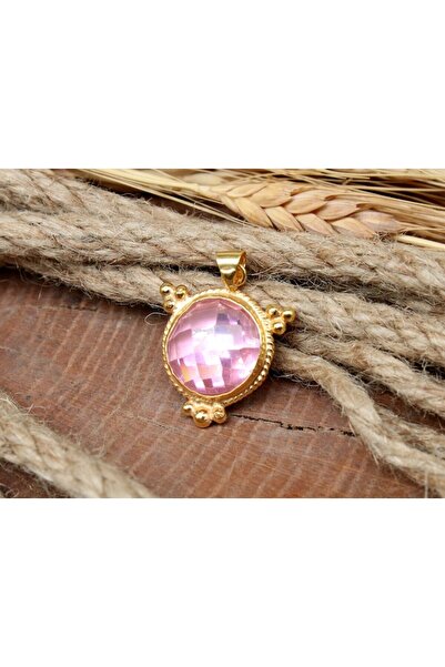 alpsilverart El Yapımı Otantik Pembe Topaz 925 Ayar Gümüş Kolye Zarif Kadın Takı