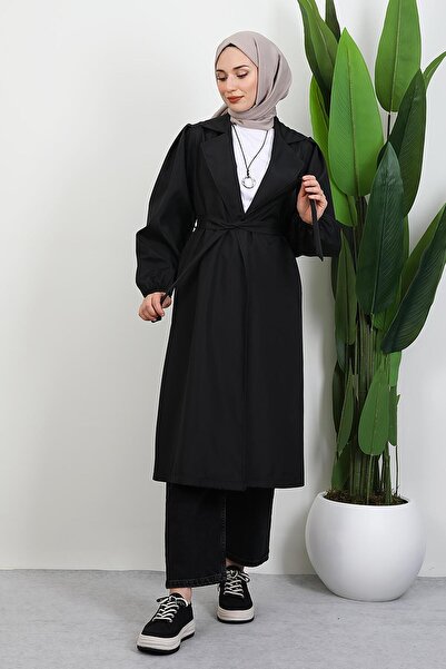 giz astore Selin Balon Kol Trenç Siyah