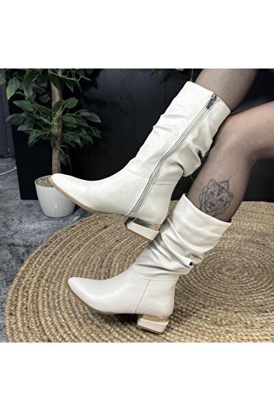 MEY DÜZ TAŞ TOPUKLU BEJ ÇİZME M4507