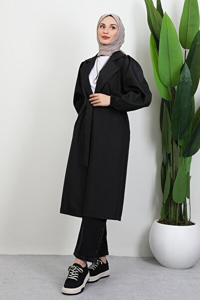 giz astore Selin Balon Kol Trenç Siyah