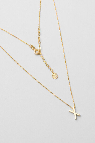 So CHIC... My Story X Harfi 18 Ayar Sarı Altın Kaplama 45 Cm Gümüş Kolye