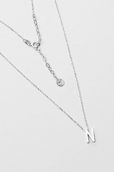 So CHIC... My Story N Harfi 18 Ayar Beyaz Altın Kaplama 45 Cm Gümüş Kolye