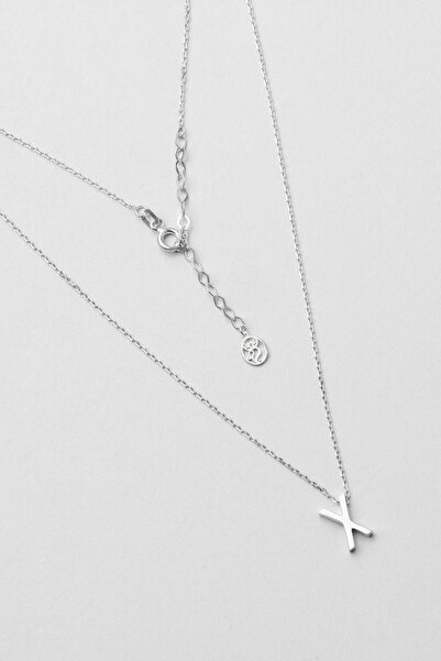 So CHIC... My Story X Harfi 18 Ayar Beyaz Altın Kaplama 45 Cm Gümüş Kolye