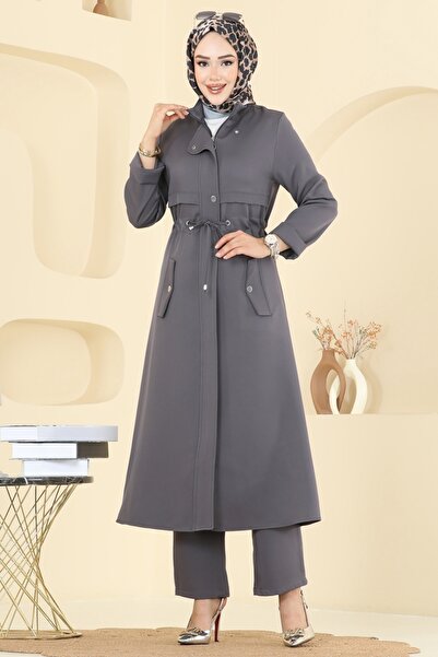 ModaMerve Beli Tünelli Dabıl Takım PL9168-MS Antrasit