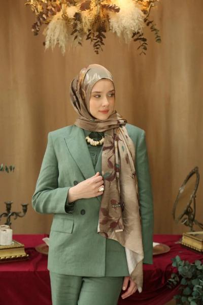 Glamouria %20 İpekli Silva Desen Şal - Bej