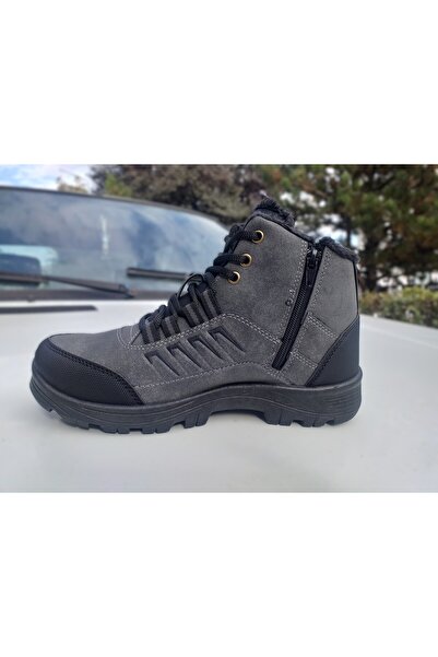 NHA 0001 Black Men's Boots with Fur Inside, Water and Snow Resistant, Winter Zipper Outboor Trekking Boots