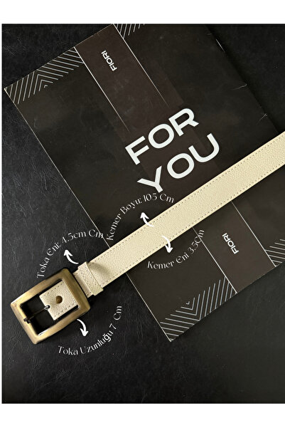 Fiori Antique Square Gold Buckle Women's Trouser Belt, Coat Belt, Dress Belt, Shirt Belt