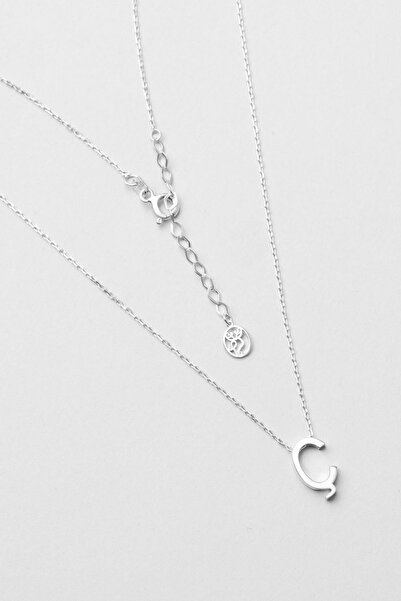 So CHIC... My Story Ç Harfi 18 Ayar Beyaz Altın Kaplama 45 Cm Gümüş Kolye