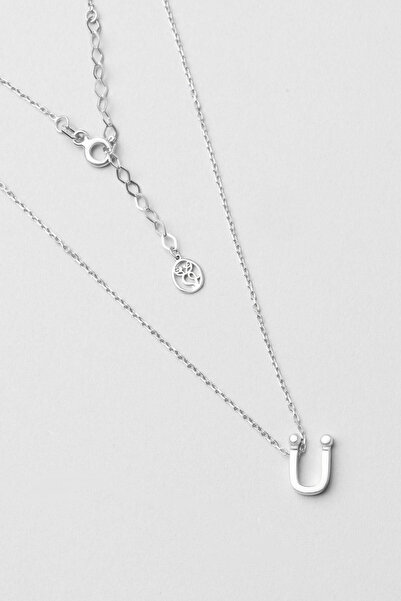 So CHIC... My Story Ü Harfi 18 Ayar Beyaz Altın Kaplama 45 Cm Gümüş Kolye