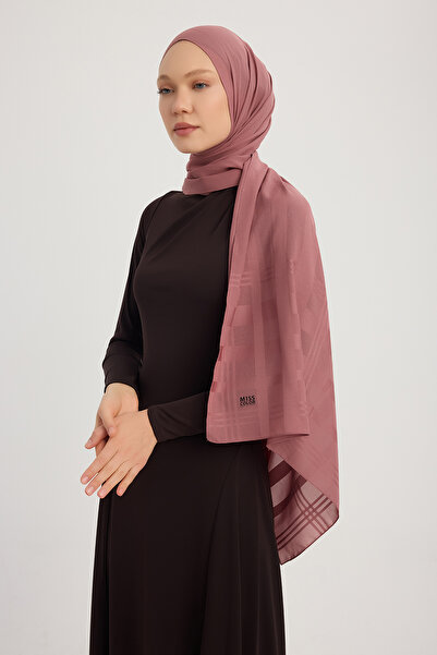 Jacquard Plaid Chiffon Shawl 70x180cm - Powder