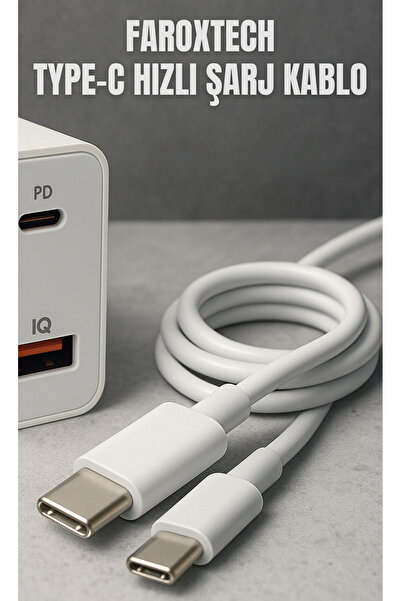 FaroxTech 50W Type-C Hızlı Şarj Aleti + Kablo – Ekonomik Set – Süper Hızlı Şarj – Tüm Type-C Modellerle Uyumlu