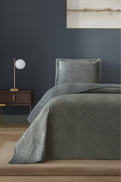 Çeyiz Diyarı Paris Single Luxury Velvet 180X240 cm Bedspread Dark Green