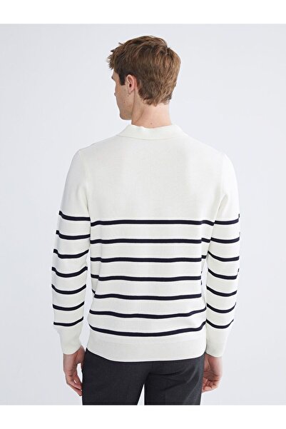 LC Waikiki Ανδρικό πλεκτό πουλόβερ με ριγέ γιακά SOUTHBLUE