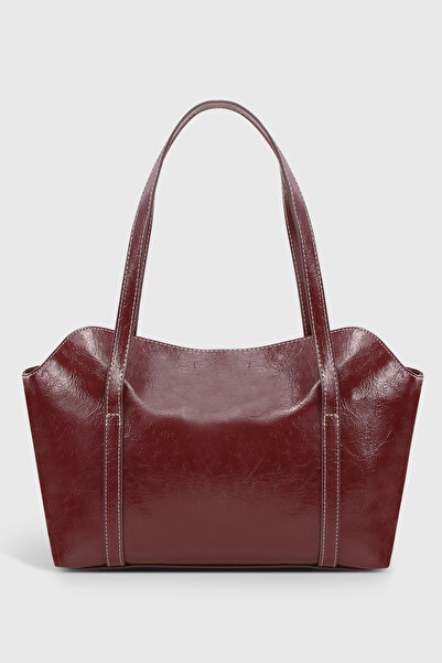 Housebags Rugan Bordo Kapaklı Bowling Omuz Çantası 270