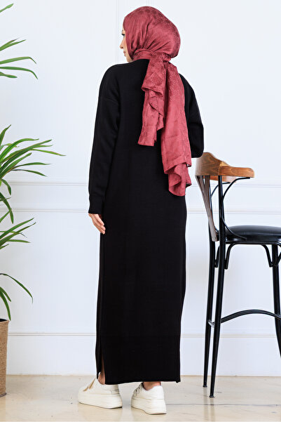 benguen Slit Detailed Knitwear Dress S510 Black