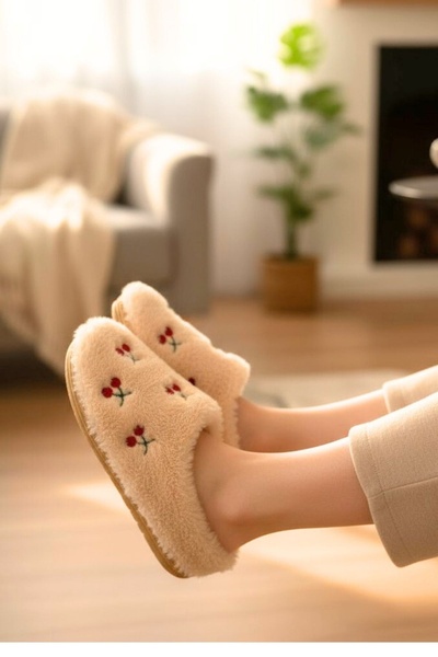 Modafırsat Γυναικείες παντόφλες καθημερινής χρήσης Παντόφλες από βελούδινο μαλλί με επένδυση από γούνα Παντόφλες για επισκέπτες Παντόφλες νυφικού σπιτιού