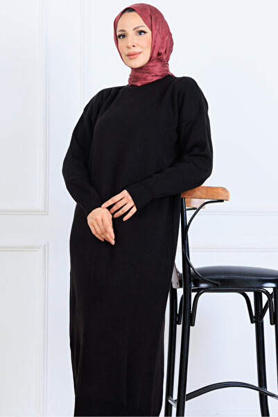 benguen Slit Detailed Knitwear Dress S510 Black