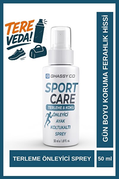 GHASSY CO. Koltuk Altı, El ve Ayak Terleme Önleyici Sprey 50 ml – Gün Boyu Ku...