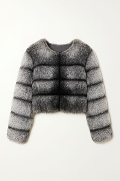 NO BRAND Blană artificială de lux tip vulpe polară argintie – Winter 2025 Signature Edition