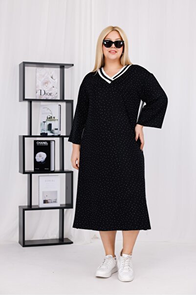 Siyezen Plus Size Sparkly V-Neck Dress