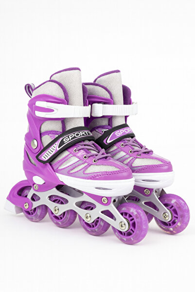 Vadi Double Row Light-Up Silicone Wheel Adjustable Roller Skates – Aluminum Body, Set with Bag