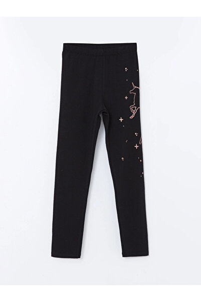 LC Waikiki Dívčí dlouhé legíny LCW Kids s elastickým pasem s potiskem (W4)