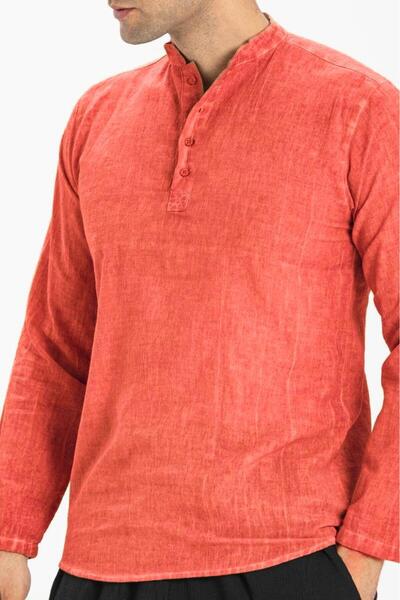 Eliş Şile Bezi Ανδρικό καλοκαιρινό μπλουζάκι Mercan Mrcn με μακρύ μανίκι από βαμβακερό σάντουικ