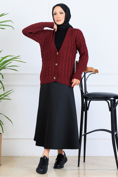 benguen Πλεκτό κοντό πλεκτό πουλόβερ S4000 Βουργουνδίας